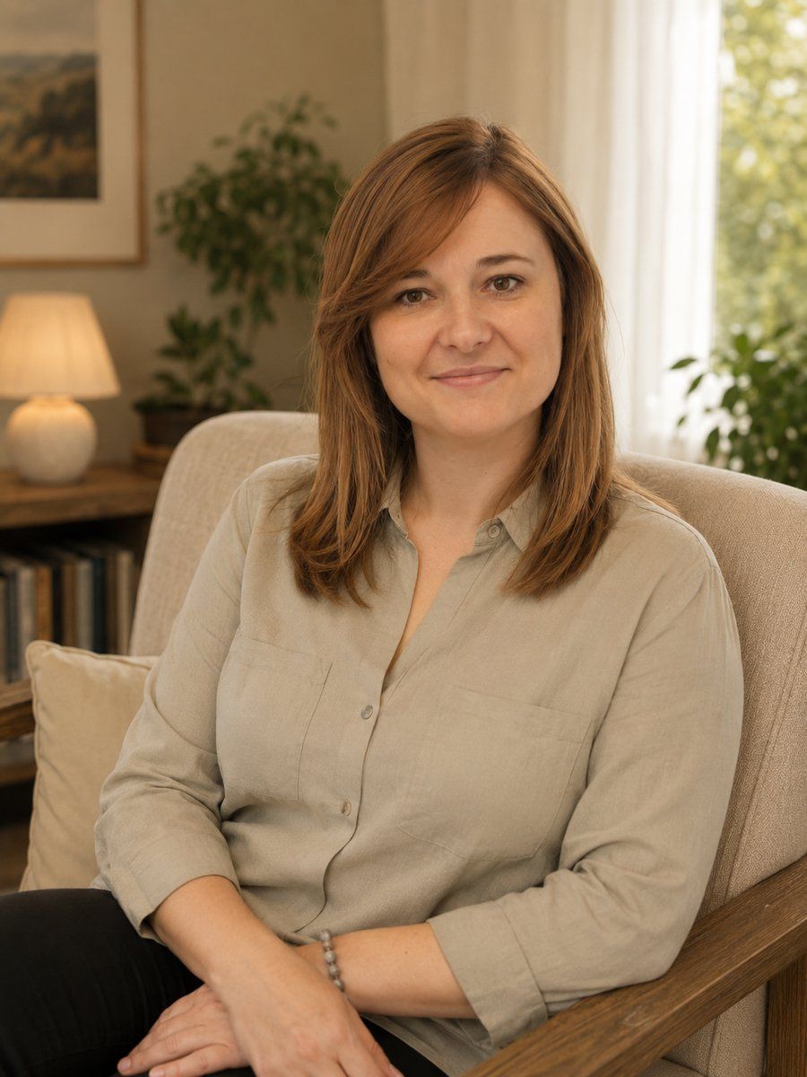 Anna Dumańska, psycholog, w jasnym gabinecie pełnym roślin
